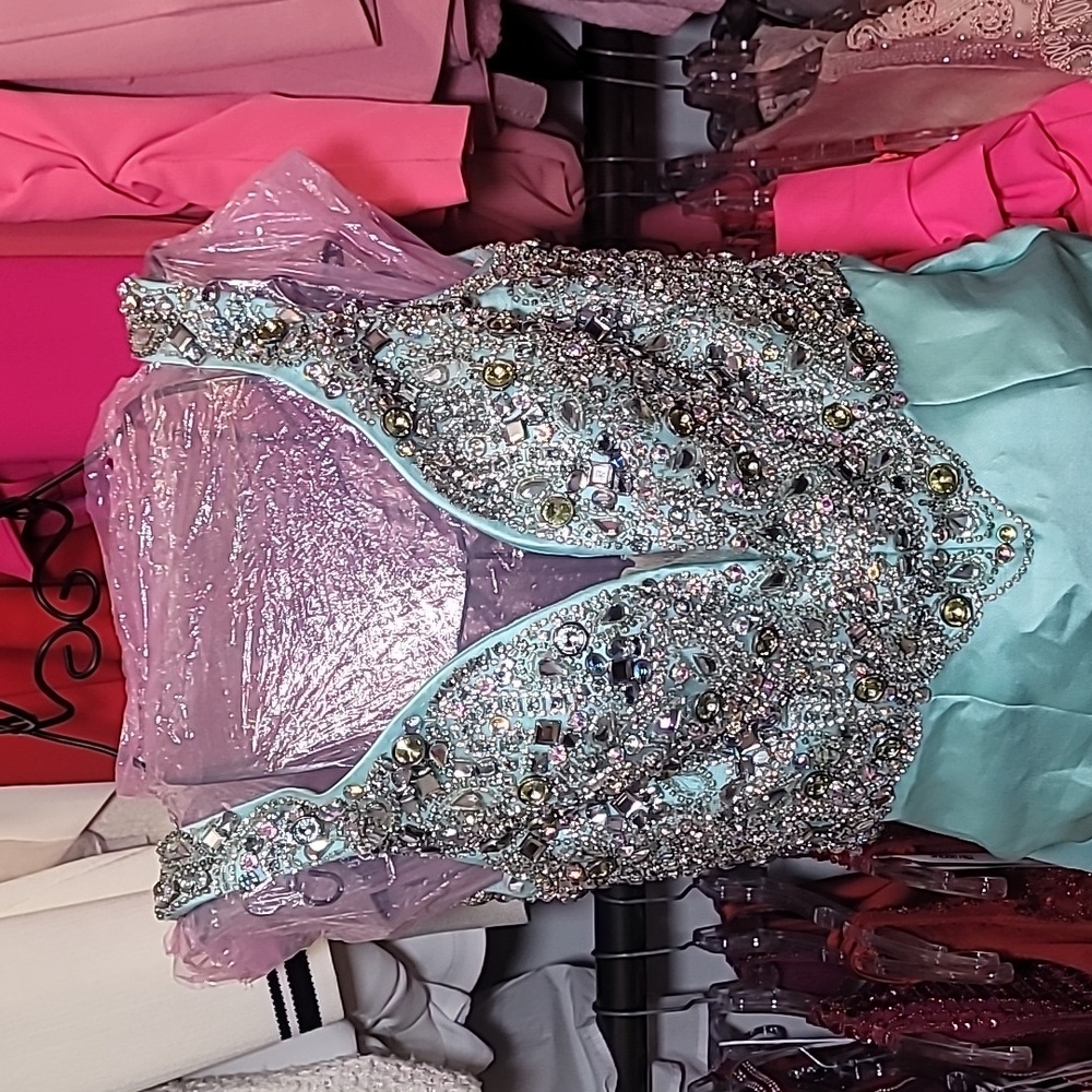 Tiffany Blue Pageant Gown 2 - Picture 5 of 5
